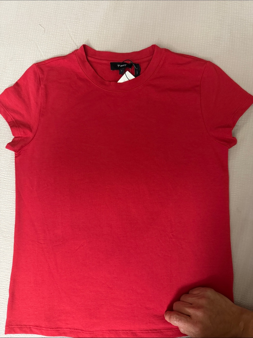 Theory Red Short Sleeve Crewneck Tee